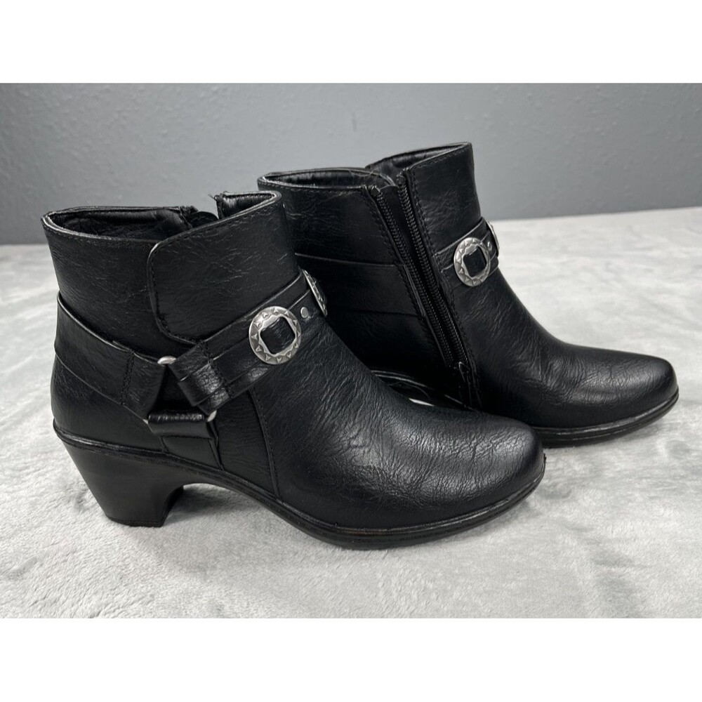 Easy Street Bailey Womens Black Western Harness Ankle Booties 6M Comfort